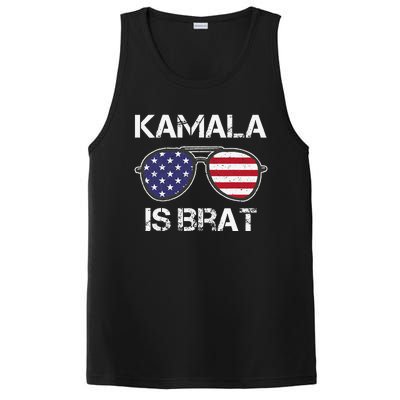 Kamala Is Brat Sunglasses Us Flag Vintage Funny Sarcastic PosiCharge Competitor Tank