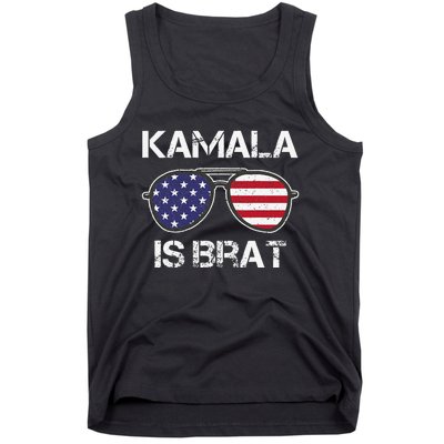 Kamala Is Brat Sunglasses Us Flag Vintage Funny Sarcastic Tank Top