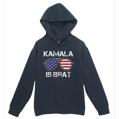 Kamala Is Brat Sunglasses Us Flag Vintage Funny Sarcastic Urban Pullover Hoodie