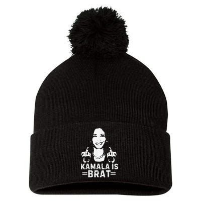 Kamala Is Brat Cute Quotes American Pom Pom 12in Knit Beanie