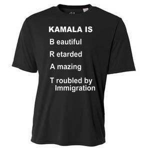 Kamala Is Brat Beautiful Retarded Amazing Troubled By Immigration Cooling Performance Crew T-Shirt