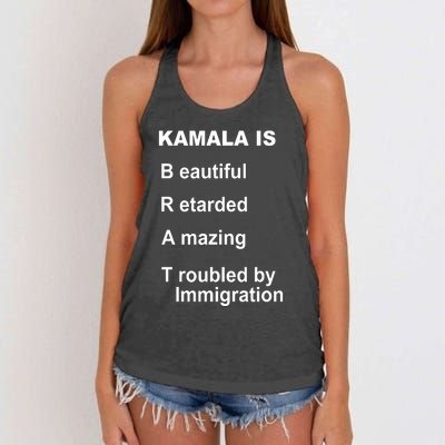 Kamala Is Brat Beautiful Retarded Amazing Troubled By Immigration Women's Knotted Racerback Tank