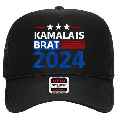 Kamala Is Brat Funny Quotes Feminist High Crown Mesh Back Trucker Hat