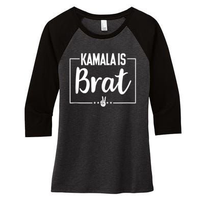 Kamala Is Brat Women's Tri-Blend 3/4-Sleeve Raglan Shirt