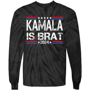 Kamala Is Brat Funny Lime Green Brat Tie-Dye Long Sleeve Shirt