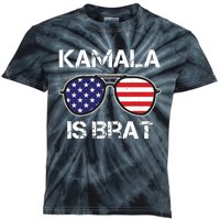 Kamala Is Brat Sunglasses Us Flag Vintage Funny Sarcastic Kids Tie-Dye T-Shirt