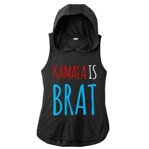 Kamala Is Brat V Neck Ladies PosiCharge Tri-Blend Wicking Draft Hoodie Tank