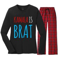 Kamala Is Brat V Neck Women's Long Sleeve Flannel Pajama Set 