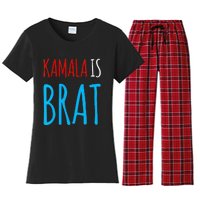 Kamala Is Brat V Neck Women's Flannel Pajama Set