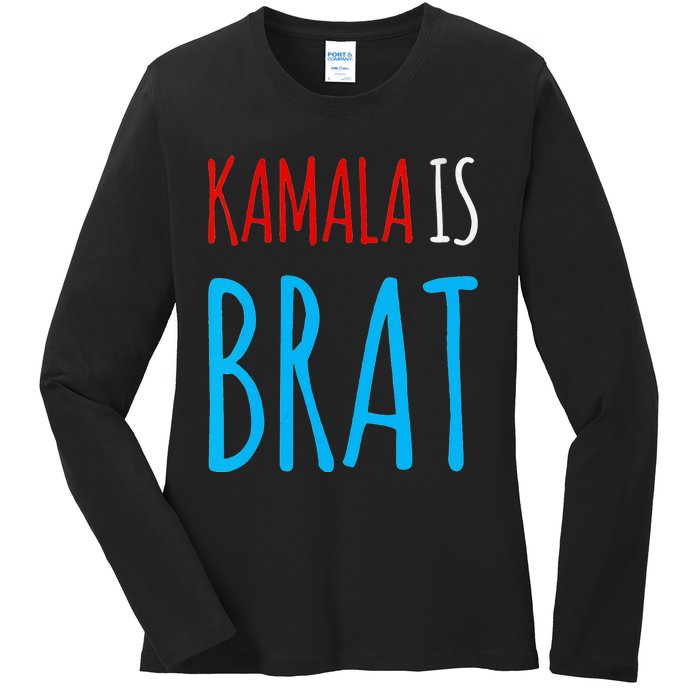 Kamala Is Brat V Neck Ladies Long Sleeve Shirt