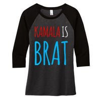 Kamala Is Brat V Neck Women's Tri-Blend 3/4-Sleeve Raglan Shirt