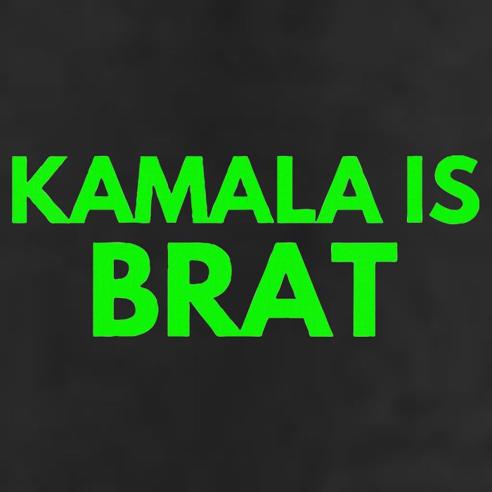 Kamala Is Brat V Neck 7 Panel Mesh Trucker Snapback Hat