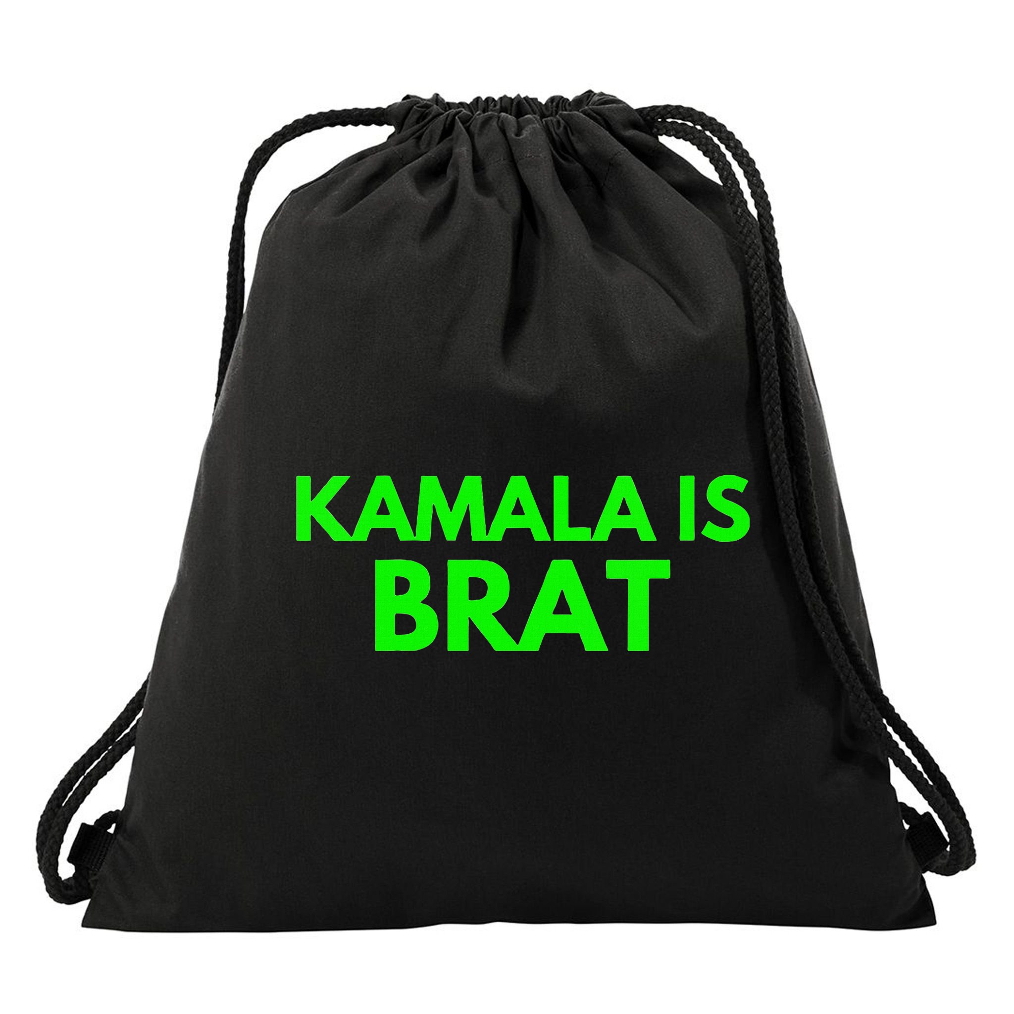 Kamala Is Brat V Neck Drawstring Bag