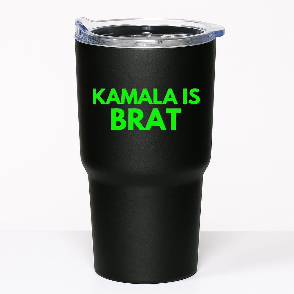 Kamala Is Brat V Neck Tumbler