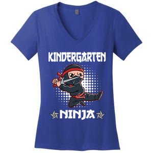 Kindergarten I Come Ninja Fighter Kindergarten Cool Gift Women's V-Neck T-Shirt