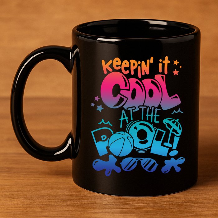 Keepin It Cool In The Pool Summer Vibes Matching Family Gift 11oz C Handle Ceramic Mug