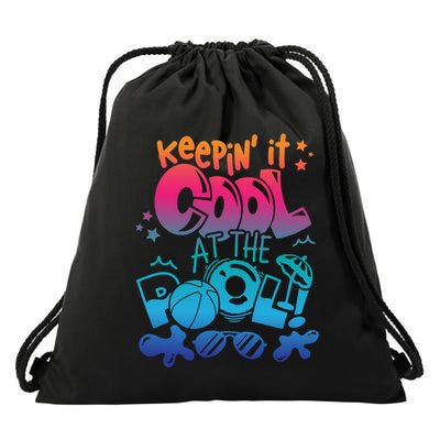 Keepin It Cool In The Pool Summer Vibes Matching Family Gift Drawstring Bag