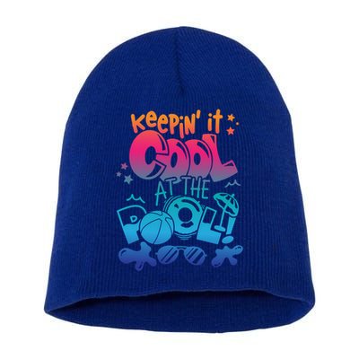 Keepin It Cool In The Pool Summer Vibes Matching Family Gift Short Acrylic Beanie