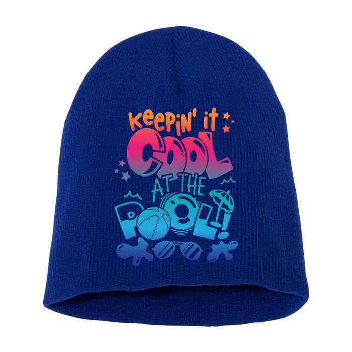 Keepin It Cool In The Pool Summer Vibes Matching Family Gift Short Acrylic Beanie