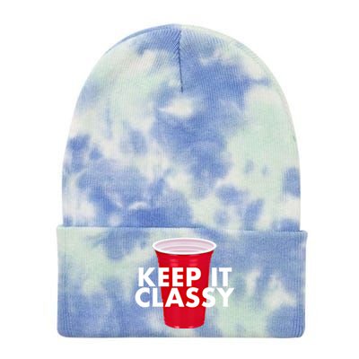 Keep It Classy Cute Gift Red Cup Party Beer Ing College Novelty Gift Tie Dye 12in Knit Beanie