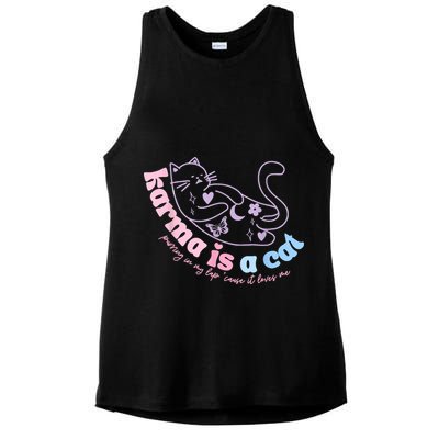 Karma Is Cat Purring In My Lap Cause It Loves Me Ladies PosiCharge Tri-Blend Wicking Tank