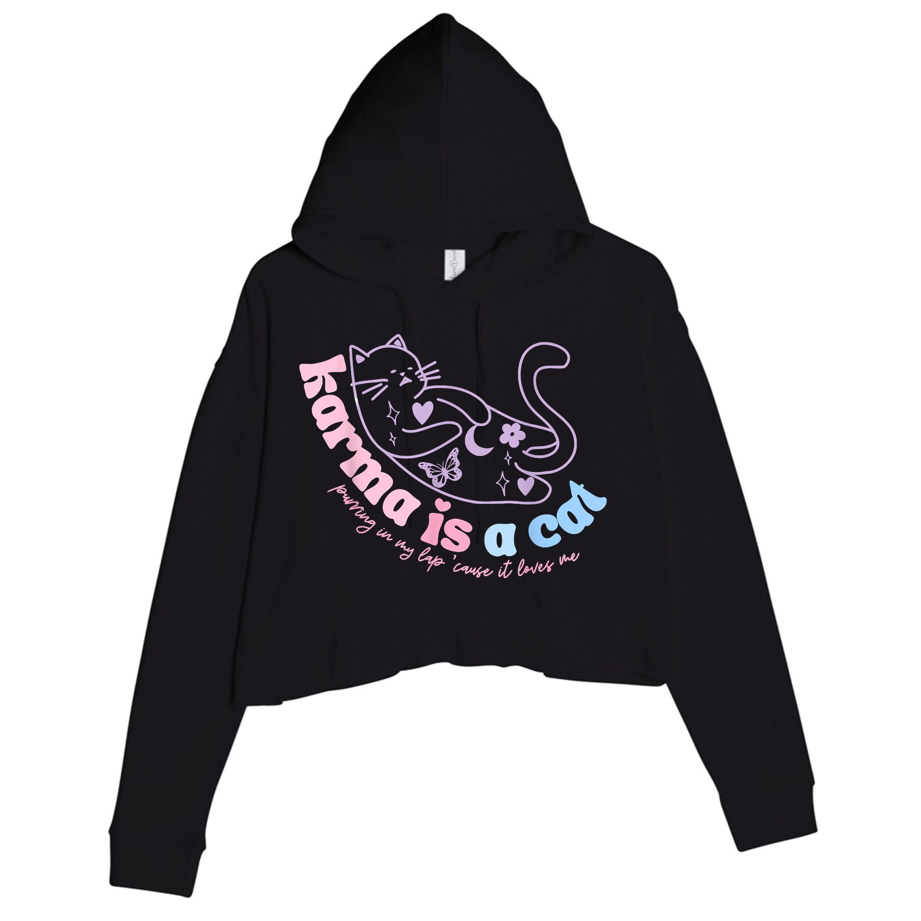 Karma Is Cat Purring In My Lap Cause It Loves Me Crop Fleece Hoodie