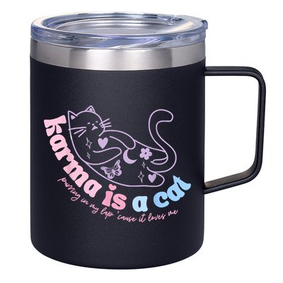 Karma Is Cat Purring In My Lap Cause It Loves Me 12oz Stainless Steel Coffee Mug