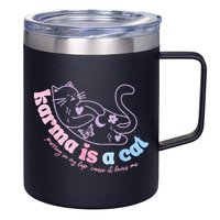 Karma Is Cat Purring In My Lap Cause It Loves Me 12oz Stainless Steel Coffee Mug