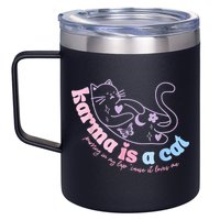 Karma Is Cat Purring In My Lap Cause It Loves Me 12oz Stainless Steel Coffee Mug