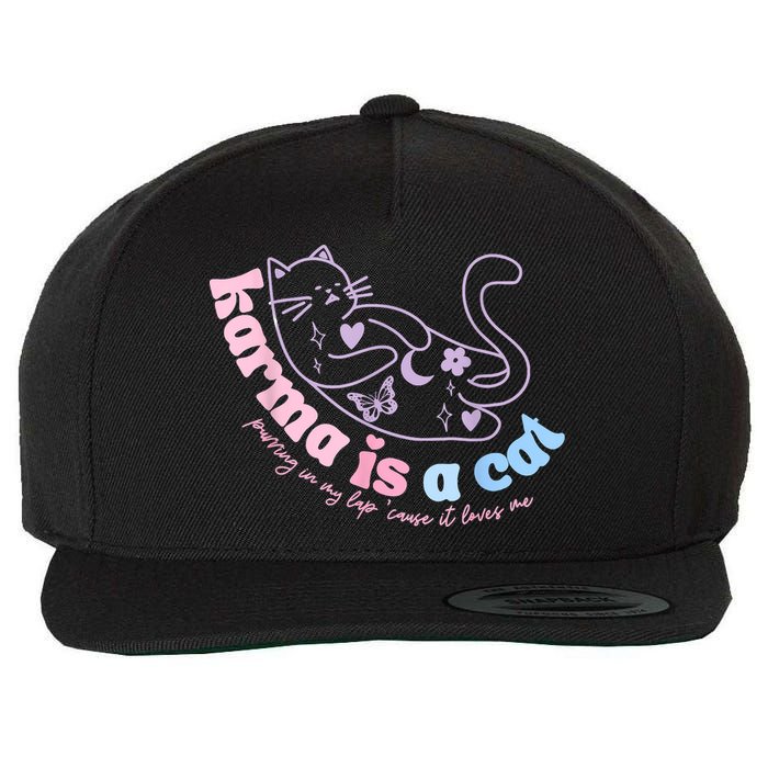 Karma Is Cat Purring In My Lap Cause It Loves Me Wool Snapback Cap