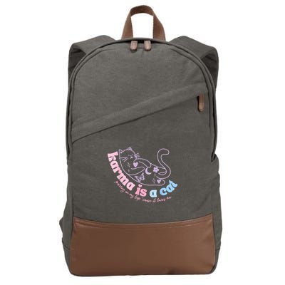 Karma Is Cat Purring In My Lap Cause It Loves Me Cotton Canvas Backpack