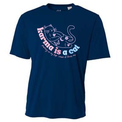 Karma Is Cat Purring In My Lap Cause It Loves Me Cooling Performance Crew T-Shirt