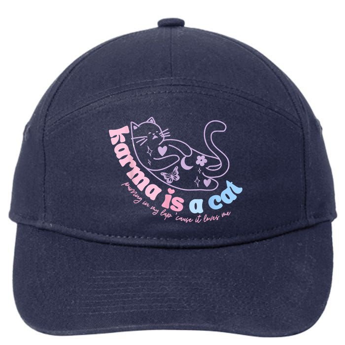 Karma Is Cat Purring In My Lap Cause It Loves Me 7-Panel Snapback Hat