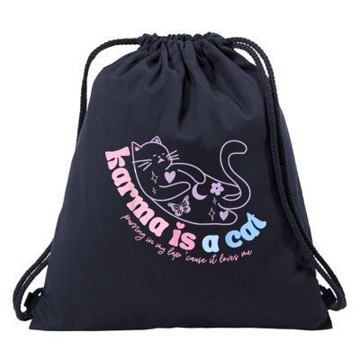 Karma Is Cat Purring In My Lap Cause It Loves Me Drawstring Bag