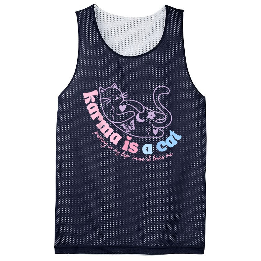 Karma Is Cat Purring In My Lap Cause It Loves Me Mesh Reversible Basketball Jersey Tank