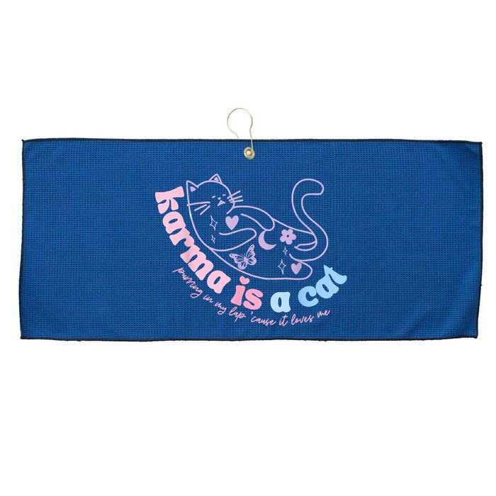 Karma Is Cat Purring In My Lap Cause It Loves Me Large Microfiber Waffle Golf Towel