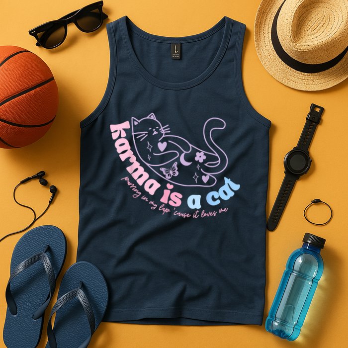 Karma Is Cat Purring In My Lap Cause It Loves Me Tank Top