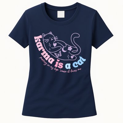 Karma Is Cat Purring In My Lap Cause It Loves Me Womens T-Shirt