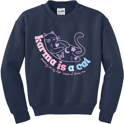 Karma Is Cat Purring In My Lap Cause It Loves Me Kids Sweatshirt