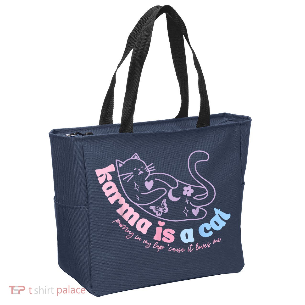 Karma Is Cat Purring In My Lap Cause It Loves Me Zip Tote Bag