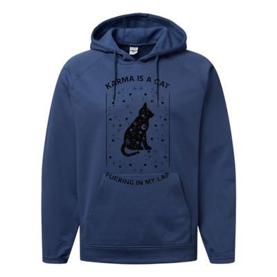 Karma Is Cat Purring On Lap Cute Black Kitten Performance Fleece Hoodie