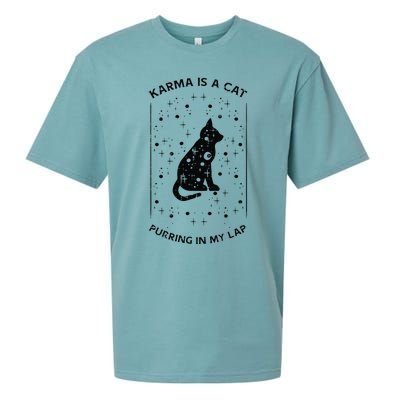 Karma Is Cat Purring On Lap Cute Black Kitten Sueded Cloud Jersey T-Shirt