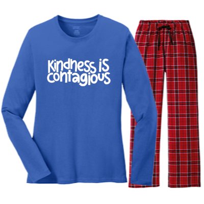 Kindness Is Contagious Anti Bullying Orange Unity Day Meaningful Gift Women's Long Sleeve Flannel Pajama Set 