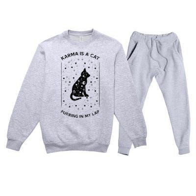 Karma Is Cat Purring On Lap Cute Black Kitten Men Women Kids Premium Crewneck Sweatsuit Set