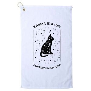 Karma Is Cat Purring On Lap Cute Black Kitten Men Women Kids Platinum Collection Golf Towel