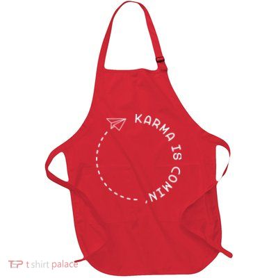 Karma Is Comin' Full-Length Apron With Pockets
