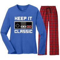 Keep It Classic Retro Gamer Women's Long Sleeve Flannel Pajama Set 