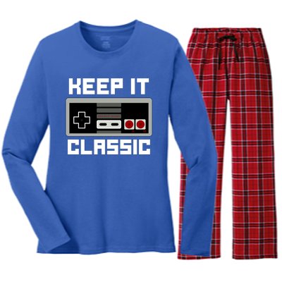 Keep It Classic Retro Gamer Women's Long Sleeve Flannel Pajama Set 