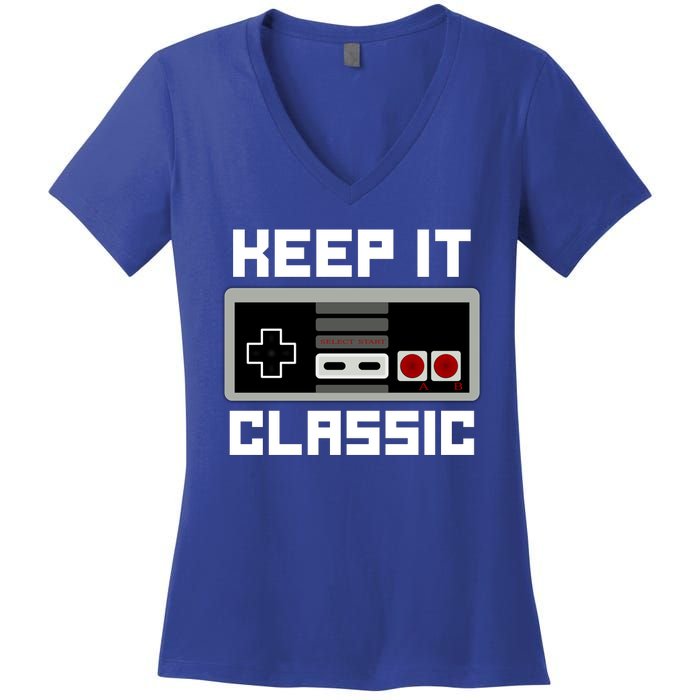 Keep It Classic Retro Gamer Women's V-Neck T-Shirt