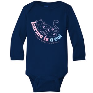 Karma Is Cat Purring In My Lap Cause It Loves Me  Baby Long Sleeve Bodysuit